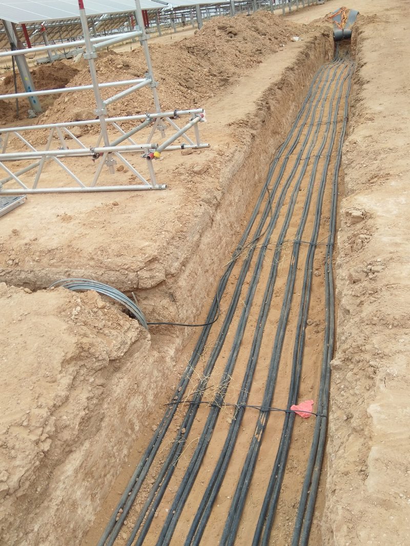 Underground cable runs at a utility solar site