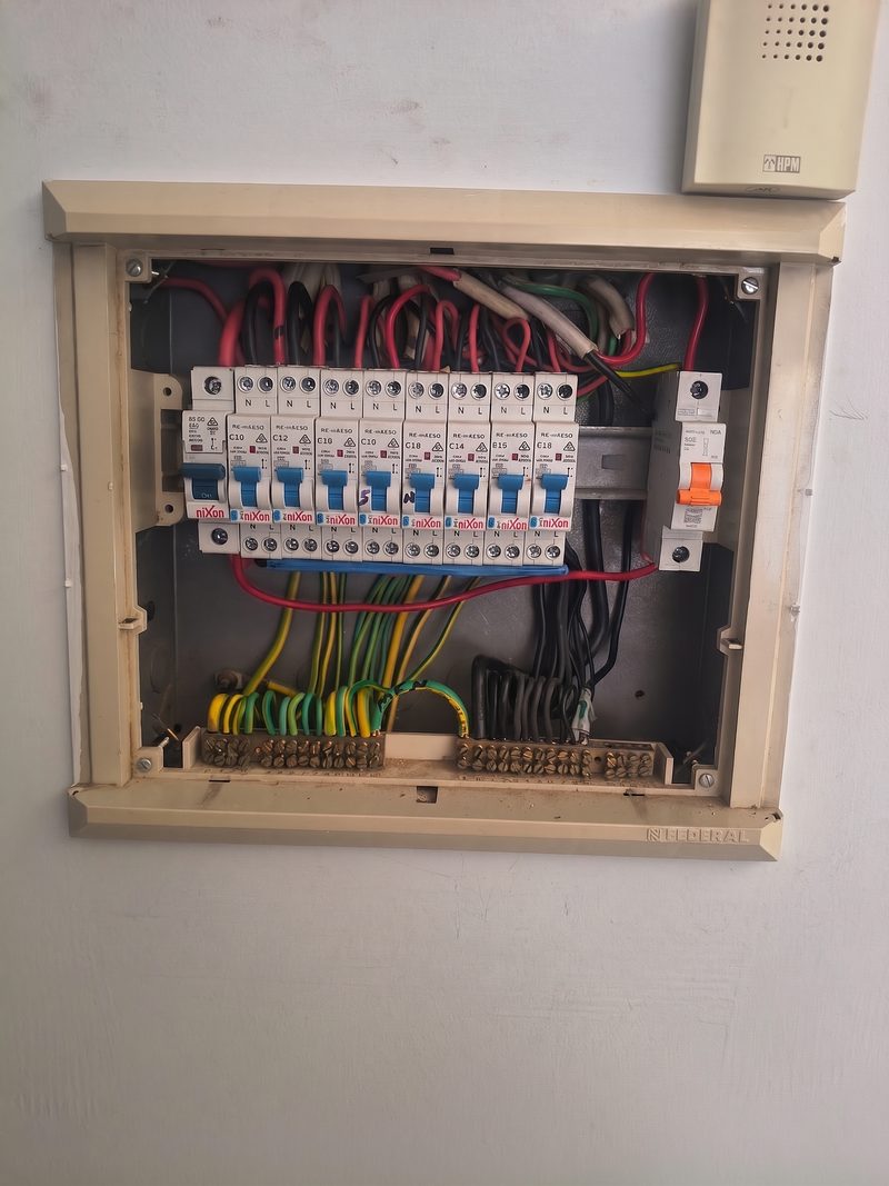 Rebuilt board - RCD protection, neatly dressed and labelled